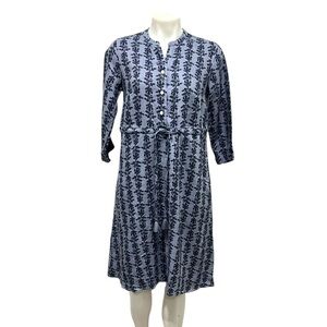 Spartina 449 blue linen Kennedy midi 3/4 sleeve dress size XS